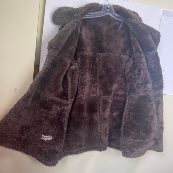 Peter Pan Canada Vintage 90s Shearling Leather Fur Short Coat Jacket Brown Warm - Picture 6 of 16